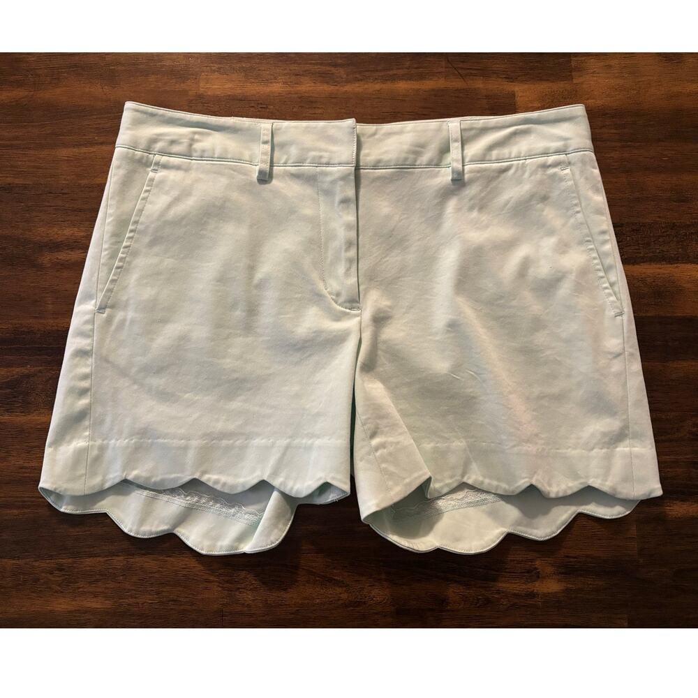 J McLaughlin Women’s 6 Petal Shorts Scalloped Hem Cotton Stretch Twill 5" Inseam